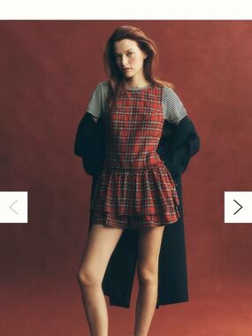 Red Plaid Tiered Mini Dress - Women